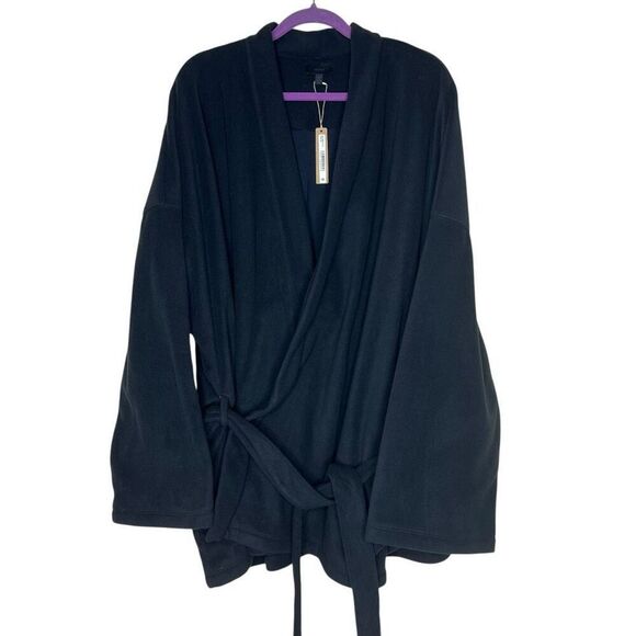 NEW SKIMS Cozy Fleece Wrap Jacket in Onyx Black Size 3X - Picture 1 of 11